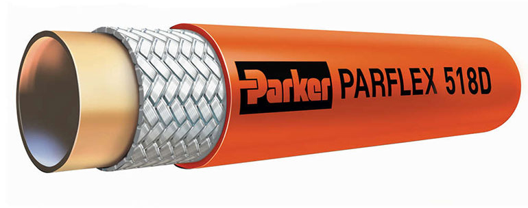 用于吊斗升降机的软管必须采用非导电设计，故以橙色高可见度标识。这些非导电100R7安全软管采用高密度编织层，可承受最大脉冲寿命。